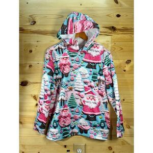 3D Christmas Santa Print Hoodie Unisex Size Medium Pullover Sweater Multicolor